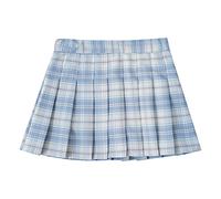 TTAO Mädchen Kurze Hohe Taille Gefaltete Skater Tennis Schule Rock Kinder Kariert Rock Faltenröcke Minirock Kurz Skirt Mit Fliege Himmelblau 146-152