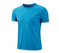 TTAO Unisex Kinder Funktions Teamsport T-Shirt Jungen Atmungsaktiver Sport-T-Shirts Kinder Schnell Trocknend Kurzarm Hemd Basic Rundhals Soccer Top Blau 164-170