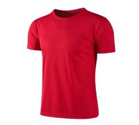 TTAO Unisex Kinder Funktions Teamsport T-Shirt Jungen Atmungsaktiver Sport-T-Shirts Kinder Schnell Trocknend Kurzarm Hemd Basic Rundhals Soccer Top Rot 104-110