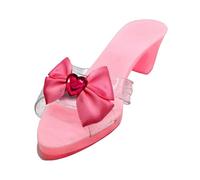 TTETTZ Prinzessin Schuhe Kinder Slip On Sandalen High Heels Jelly Schühchen Aus PP Material mit Schleifen Und Bequemer Sohle für Mädchen Rollenspiel Kostümpa, Rosa mit Schleife