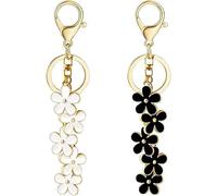 TTPSRY 2 Stück Blumen Schlüsselanhänger Karabinerhaken Metall Anhänger Taschenanhänger Schlüsselring Damen Accessoire Schmuckanhänger