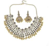TTPSRY 2 Stück Schmuckset Damen Bohemian Anhänger Ohrringe Halskette Schmuck Set Gold Silber Perlen Boho Ethnisch Mode Schmuck Geschenke Feste Brauchtum Feiertage für Mädchen (Gold)