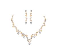TTPSRY 2 Stück Tropfenform Kristall Schmuckset Halskette Ohrringe Hochzeitsschmuck Damen Elegant Luxuriös Glänzend Brautschmuck