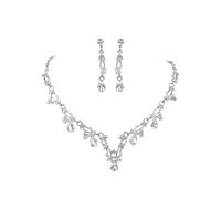 TTPSRY 2 Stück Tropfenform Kristall Schmuckset Halskette Ohrringe Hochzeitsschmuck Damen Elegant Luxuriös Glänzend Brautschmuck