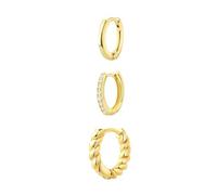 TTPSRY 3teiliges Creolen Ohrringe Set für Damen aus Edelstahl mit Zirkonia Twisted Hoops Damen Schmuck Edelstahl Klassisch Elegant Zeitlos