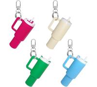 TTPSRY 4 Stück Mini Becher Schlüsselanhänger Set Trinkbecher Anhänger Metall Karabiner Taschenanhänger Damen