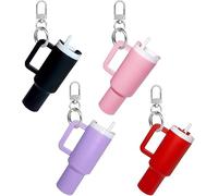 TTPSRY 4 Stück Mini Becher Schlüsselanhänger Set Trinkbecher Anhänger Metall Karabiner Taschenanhänger Damen