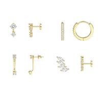 TTPSRY 4 Stück Ohrringe Set Creolen Kristall Ohrstecker Zirkonia Schmuck Damen Huggie Earrings Klassisch Elegant Minimalistisch Ohrschmuck