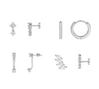 TTPSRY 4 Stück Ohrringe Set Creolen Kristall Ohrstecker Zirkonia Schmuck Damen Huggie Earrings Klassisch Elegant Minimalistisch Ohrschmuck