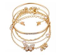 TTPSRY Armbänder Damen Set Böhmisches Mehrschichtiges Armband Verstellbares Boho Armreifen Modeschmuck für Damen Mädchen Gold (Typ B)