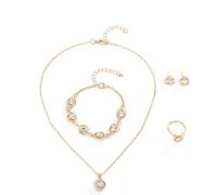 TTPSRY 4 Stück Schmuckset Damen Halskette Armband Ring Ohrringe Herz Kristall Zirkonia Brautschmuck Set Schmuckset Weihnachten Party Geschenke für Mädchen (Weiß)