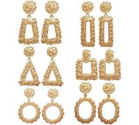 TTPSRY 6 Paar Geometrische Ohrringe Set Strukturierte Metallohrhänger Vintage Statement Schmuck Damenohrstecker Hängend Tropfen Ohrhänger