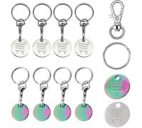 TTPSRY 8 Stück Einkaufswagen Chip Schlüsselanhänger Set Metall Rund Münzhalter Karabiner Schlüsselring Einkaufschip