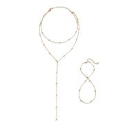 TTPSRY Armband Set Mehrschichtig Kugelkette Schmuckset Damenhalskette Handkette Elegant Minimalistisch Rosegold