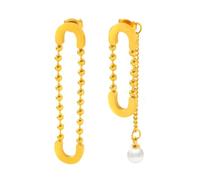 TTPSRY Asymmetrische Uform Ohrringe Kugelkette Kunstperle Anhänger Edelstahl Schmuck Damen Accessoires Elegant Trendig