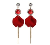 TTPSRY Blütenblatt Ohrringe S925 Silber Kristall Quaste Schmuck Damen Hängend Lang Elegant Strasssteine