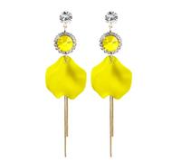 TTPSRY Blütenblatt Ohrringe S925 Silber Kristall Quaste Schmuck Damen Hängend Lang Elegant Strasssteine