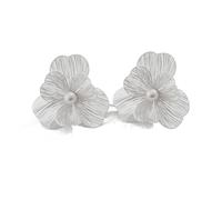 TTPSRY Blumen Ohrringe Filigran Perle Ohrstecker Schwarz Metall Blütenform Damen Schmuck Elegant Vintage Ohrhänger Handgefertigt