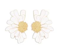 TTPSRY Blumen Ohrringe Gänseblümchen Emaille Ohrstecker Damen Schmuck Frühling Sommer Blüten Accessoires Weiß Gold