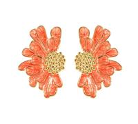 TTPSRY Blumen Ohrringe Gänseblümchen Emaille Ohrstecker Damen Schmuck Frühling Sommer Blüten Accessoires Weiß Gold