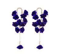 TTPSRY Blumen Ohrringe Tropfen Hängend Rosenblüten Schmuck Damen Lange Ohrhänger Kristall Perlen Elegant Romantisch Hochzeit Abend Accessoire