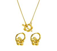 TTPSRY Blumen Schmuckset Halskette Ohrringe Damen Edelstahl Creolen Anhänger Elegant Hochwertig Schmuck Klassisch Zeitlos