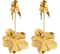 TTPSRY Blumen Tropfen Ohrringe Metallic Schmuck Statement Damen Anhänger Blüten Ohrhänger Lang Elegant Hochwertig Auffällig