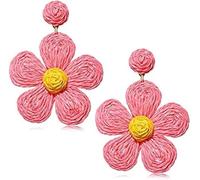 TTPSRY Boucles d'Oreilles Femme Fleur Bohème Artisanales Pendantes Piercing Oreille Bijoux Ethniques Accessoires Mode Piercing Tragus Cadeau(Rosa)