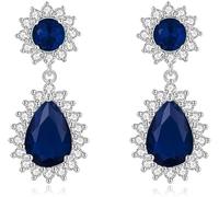 TTPSRY Boucles d'Oreilles Femme Pendantes Cristal Goutte d'Eau Brillantes Piercing Oreille Bijoux Mariage Soirée Piercing Tragus Accessoires Mode Élégants(Blau)