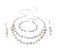 TTPSRY Brautschmuck Set Elegant Kristall Schmuckset Doppelreihige Halskette Ohrringe Armband Brautschmuck Hochzeit Abendkleid Accessoires Damen Jubiläum