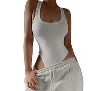 TTPSRY Damen Body Bodysuit Ärmellos Bodies Oberteil Overall Sexy Unterziehbody Blusebody Elegant Schmal Bodys Tops (Weiß/L)