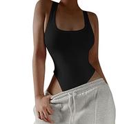 TTPSRY Damen Body Bodysuit Ärmellos Bodies Oberteil Overall Sexy Unterziehbody Blusebody Elegant Schmal Bodys Tops (Schwarz/L)