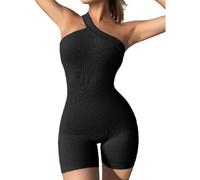 TTPSRY Damen Jumpsuit kurz Sommer One-Shoulder Einteiler Kurzer Romper Sportlich Elegant für Freizeit Urlaub und Party