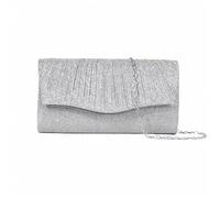 TTPSRY Elegante Abendtasche Clutch Damen mit Glitzer und Abnehmbarer Kette, Klein Brauttasche für Hochzeit Party Abend(Silber)