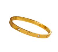 TTPSRY Elegantes Armband Edelstahl Herzmotiv Kristall Schmuck Damenarmreif Hochglanz Armspange Klassischer Schmuck