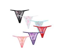 TTPSRY G-String 6er-Pack für Frauen Tangas Sexy Floral Mesh Thongs Panties Baumwolle Niedrige Taille für Damen Unterwäsche Bikini T-Back Tangas Knickers Multipack (M)