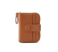 TTPSRY Geldbörse Damen Kartenetui Klein PU Leder EleganterAkkordeon Große Kapazität Portemonnaie Mini Zipper Vielen Kartenfäche Kreditkartenetui mit Druckknopf und Reißverschluss（Braun）