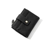 TTPSRY Geldbörse Damen Reißverschluss Münzfach Kurzer Weichem PU Leder Portemonnaie Klein Schnappverschluss Geldbeutel Viel Fächer mit Druckknopf und Reißverschluss（Schwarz）