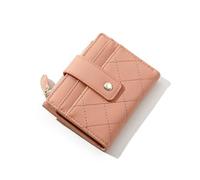 TTPSRY Geldbörse Damen Reißverschluss Münzfach Kurzer Weichem PU Leder Portemonnaie Klein Schnappverschluss Geldbeutel Viel Fächer mit Druckknopf und Reißverschluss（Rosa）