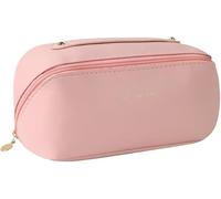 TTPSRY Große Kapazität Kosmetiktasche Tragbare Reise Make Up Tasche wasserdichte PU Leder Schminktasche oder Kulturbeutel Waschtasche Damen(Rosa)