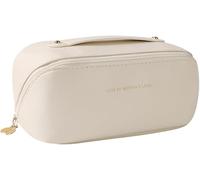 TTPSRY Große Kapazität Kosmetiktasche Tragbare Reise Make Up Tasche wasserdichte PU Leder Schminktasche oder Kulturbeutel Waschtasche Damen(Weiß)