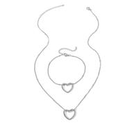 TTPSRY Herz Schmuckset Halskette Armband Edelstahl Anhänger Damen Schmuck Kette Herzanhänger Gliederkette Damenschmuck