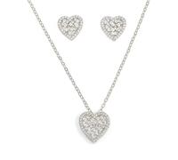 TTPSRY Herz Schmuckset Kristall Halskette Ohrstecker Damen Schmuck Silber Glänzend Elegant Zirkonia Anhänger Kette