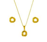 TTPSRY Knoten Schmuckset Ohrringe Halskette Damenset Eleganter Kreisanhänger Kette Ohrstecker Schmuck Damen Accessoires Stilvoller Knoten