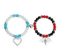 TTPSRY Magnetische Herzform Armband Set Für Paare Kristallperlen Armbänder Liebesarmbänder Mit Anhängern Damen Und Herren Schmuck Freundschaftsarmbänder