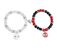 TTPSRY Magnetische Herzform Armband Set Für Paare Kristallperlen Armbänder Liebesarmbänder Mit Anhängern Damen Und Herren Schmuck Freundschaftsarmbänder