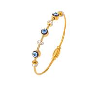 TTPSRY Nazar Amulett Armband Gedrehtes Kabel Armreif Blau Auge Charm Schmuck Kristall Perlen Damen Armschmuck Verstellbar Edelstahl Accessoire