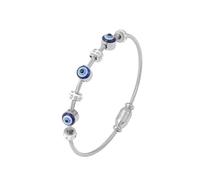 TTPSRY Nazar Amulett Armband Gedrehtes Kabel Armreif Blau Auge Charm Schmuck Kristall Perlen Damen Armschmuck Verstellbar Edelstahl Accessoire