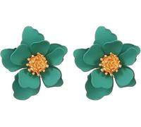 TTPSRY Ohrringe Bunte Mattierte Hypoallergene Süße Ohrringe mit Geschichteten Blütenblättern Schmuckgeschenk für Damen(Grün)