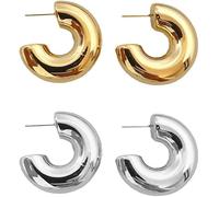 TTPSRY Ohrringe Damen Creolen Breit Chunky Hoop Earrings Dicke Hohlringe Ohrschmuck Statement Schmuck Modische Ohrstecker Hochglanz Ohrclips Klassisch Elegant Ohrreife Groß Stilvoll Ohrgehänge